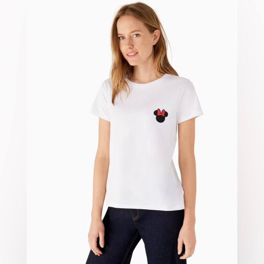 kate spade Disney White T-Shirt with Minnie Mouse Patch
